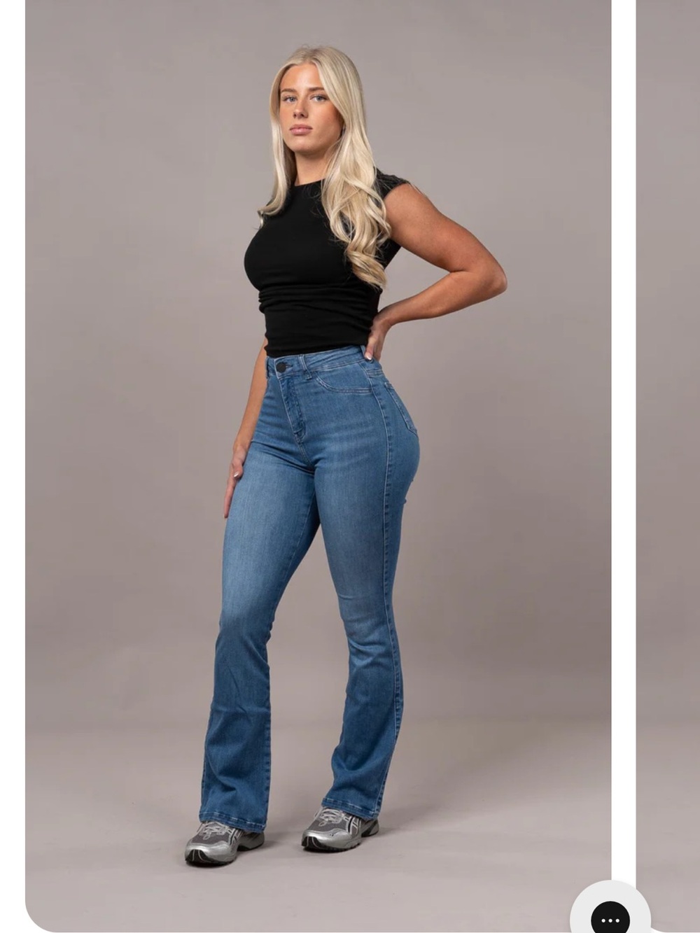 FITJEANS Women's Mid-Blue High-Rise Flare Jeans